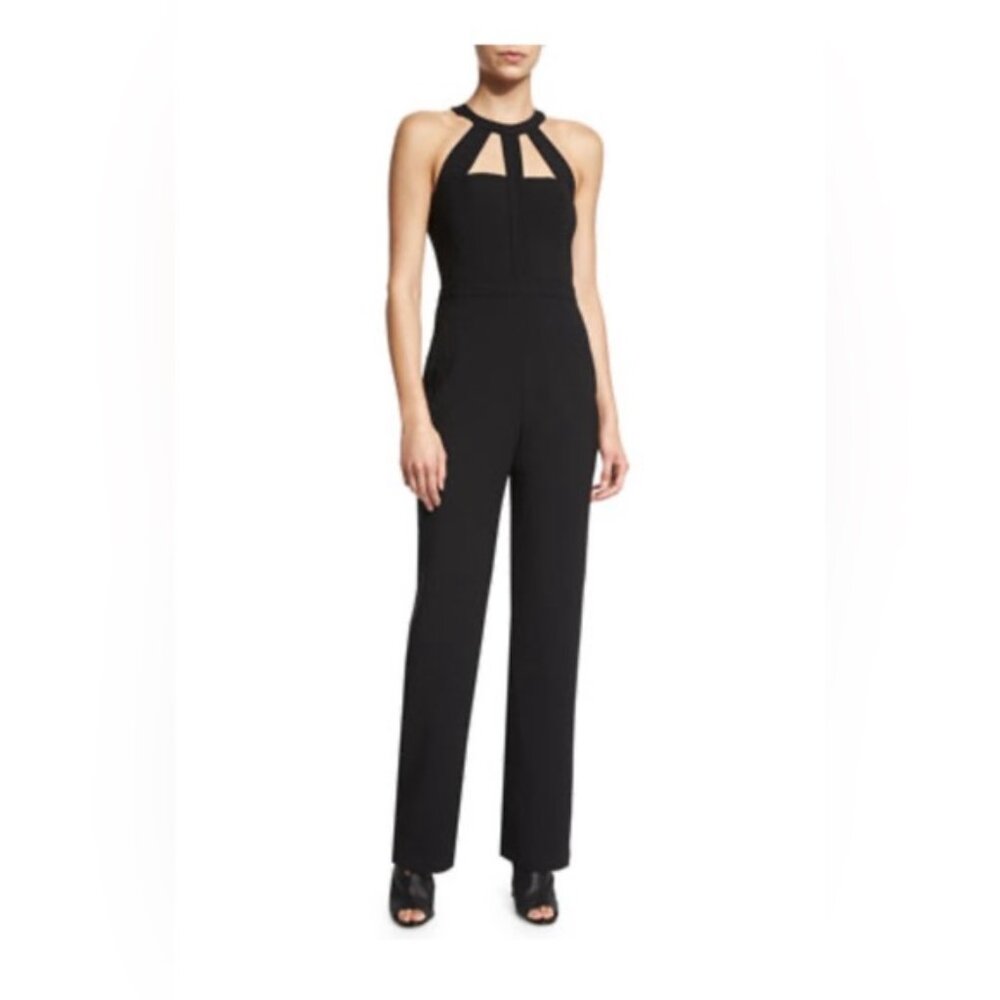 BCBG Maxazria MARLIN jumpsuit Sz Small Gorgeous Cage Neckline w/pockets!